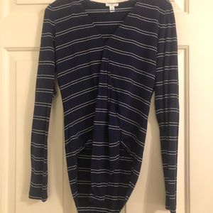 Navy and white striped bodysuit